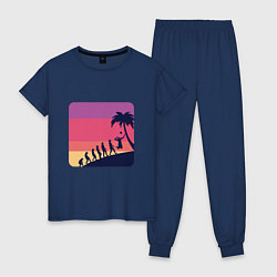 Пижама хлопковая женская Summer - Volleyball, цвет: тёмно-синий