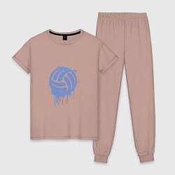Пижама хлопковая женская Ink Ball, цвет: пыльно-розовый