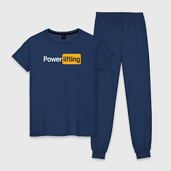 Пижама хлопковая женская Powerlifting антибренд, цвет: тёмно-синий