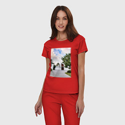 Пижама хлопковая женская Белый Дом Загородом, цвет: красный — фото 2