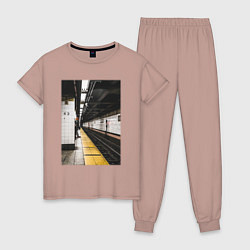 Пижама хлопковая женская Метрополитен В Нью-Йорке, цвет: пыльно-розовый