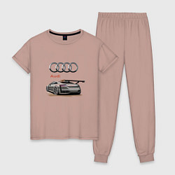 Пижама хлопковая женская Audi Racing team, цвет: пыльно-розовый