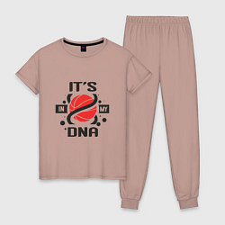 Пижама хлопковая женская ДНК - Баскетбол, цвет: пыльно-розовый