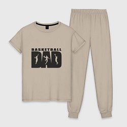 Пижама хлопковая женская Dad Basketball, цвет: миндальный