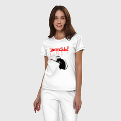 Пижама хлопковая женская Banksy - крыса, цвет: белый — фото 2