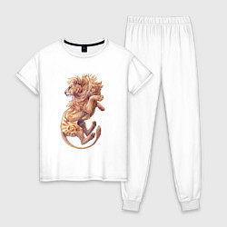 Пижама хлопковая женская Солнечный лев, цвет: белый