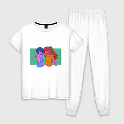 Пижама хлопковая женская Рей Аянами и Аска Ленгли Евангелион, цвет: белый