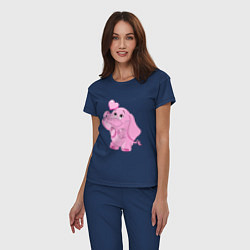 Пижама хлопковая женская Розовый слонёнок, цвет: тёмно-синий — фото 2