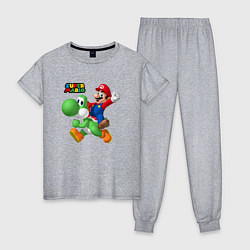 Пижама хлопковая женская Mario and Yoshi Super Mario, цвет: меланж