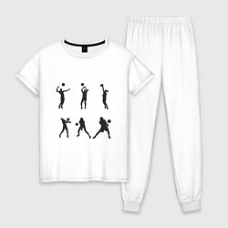 Пижама хлопковая женская Life - Volleyball, цвет: белый