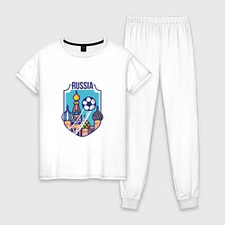 Пижама хлопковая женская Football - Russia, цвет: белый