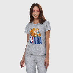 Пижама хлопковая женская NBA Tiger, цвет: меланж — фото 2