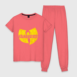 Пижама хлопковая женская Wu tang logo, цвет: коралловый
