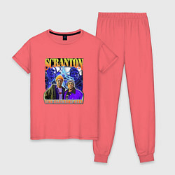 Пижама хлопковая женская Scranton electric city, цвет: коралловый