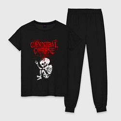 Пижама хлопковая женская Cannibal Corpse skeleton, цвет: черный