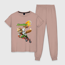 Пижама хлопковая женская Star Fox Zero Nintendo Video game, цвет: пыльно-розовый