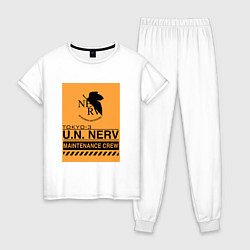 Пижама хлопковая женская Neon Genesis Evangelion НЕРВ, цвет: белый