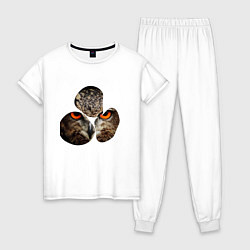 Пижама хлопковая женская Owl puzzle, цвет: белый