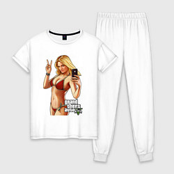 Пижама хлопковая женская GTA 5 Beach girl, цвет: белый