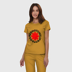 Пижама хлопковая женская Peppers logo, цвет: горчичный — фото 2