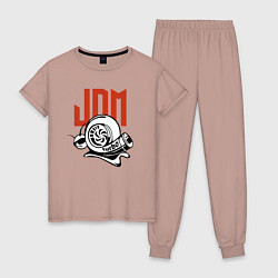Пижама хлопковая женская JDM Japan Snail Turbo, цвет: пыльно-розовый