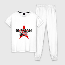 Пижама хлопковая женская Bot - Russia, цвет: белый