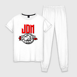 Пижама хлопковая женская JDM Bull terrier Japan, цвет: белый