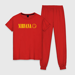 Пижама хлопковая женская Nirvana logo, цвет: красный