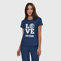 Пижама хлопковая женская Inter Love Classic, цвет: тёмно-синий — фото 2