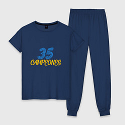 Пижама хлопковая женская 35 Champions, цвет: тёмно-синий