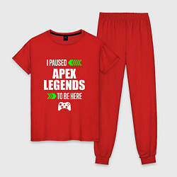 Пижама хлопковая женская Apex Legends I Paused, цвет: красный