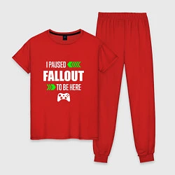 Пижама хлопковая женская Fallout I Paused, цвет: красный