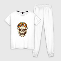 Пижама хлопковая женская Biker - Skull, цвет: белый