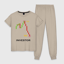 Пижама хлопковая женская Investor, цвет: миндальный