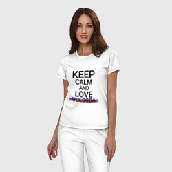 Пижама хлопковая женская Keep calm Vologda Вологда, цвет: белый — фото 2