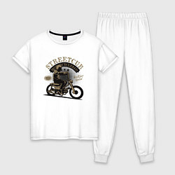 Пижама хлопковая женская Мото-спорт Moto, цвет: белый