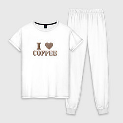 Пижама хлопковая женская I love coffee!, цвет: белый
