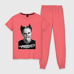 Пижама хлопковая женская The Prodigy - firestarter, цвет: коралловый