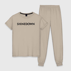 Пижама хлопковая женская Shinedown лого, цвет: миндальный