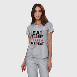 Пижама хлопковая женская Надпись: Eat Sleep Dota Repeat, цвет: меланж — фото 2