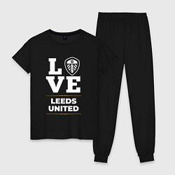 Пижама хлопковая женская Leeds United Love Classic, цвет: черный