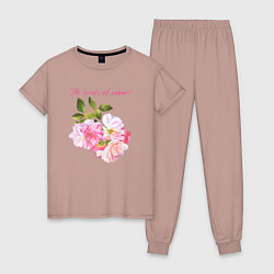 Женская пижама Ароматы лета розовые розы лето