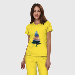 Пижама хлопковая женская Лес в ёлке, цвет: желтый — фото 2