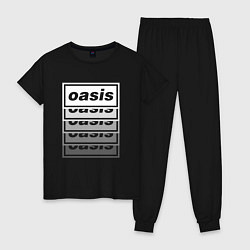 Пижама хлопковая женская Растворяющийся логотип OASIS, цвет: черный