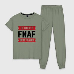 Пижама хлопковая женская FNAF: таблички Ultimate и Best Player, цвет: авокадо