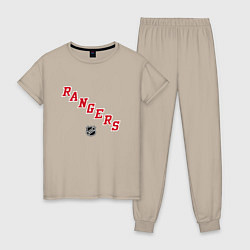 Пижама хлопковая женская New York Rangers NHL, цвет: миндальный