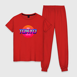 Пижама хлопковая женская Retrowave Tokyo, цвет: красный