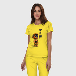 Пижама хлопковая женская Оранжевый робот с логотипом LDR, цвет: желтый — фото 2