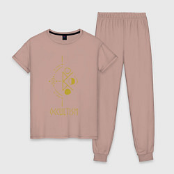 Пижама хлопковая женская Руническая вязь - Оккультизм, цвет: пыльно-розовый