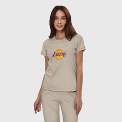 Пижама хлопковая женская Лос-Анджелес Лейкерс NBA, цвет: миндальный — фото 2